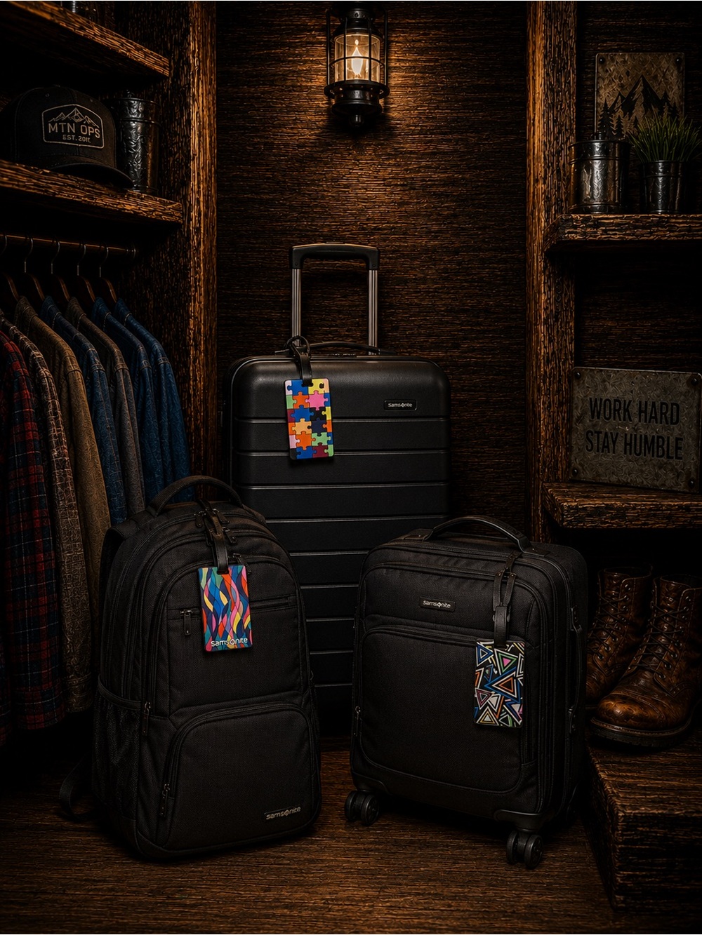 Samsonite and GForce Multicolor Puzzle and Geometric Luggage Tags (Set of 3)